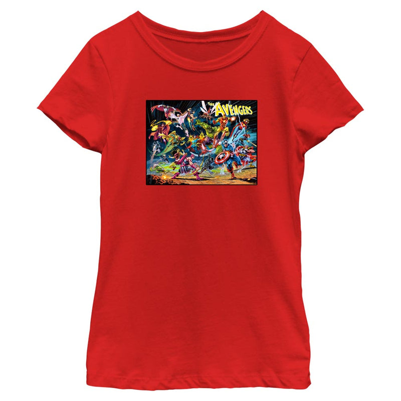 Girl's Marvel Avengers Classic The Avengers 60th Cover T-Shirt