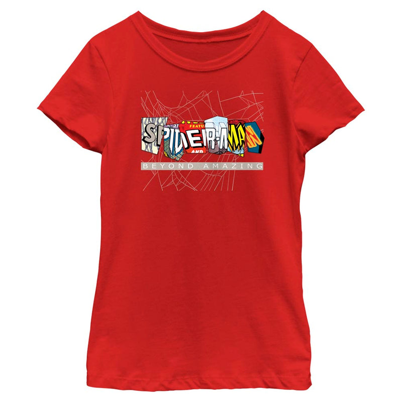 Girl's Marvel Spider-Man Beyond Amazing COMIC CLIPPINGS BEYOND T-Shirt