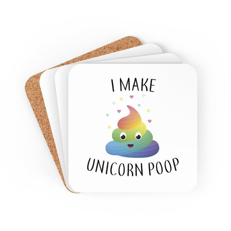 I Make Unicorn POOP Corkwood Coaster Set - Geek Store