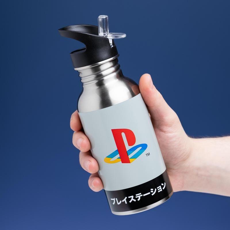Playstation Heritage Metal Water Bottle with Straw - Geek Store